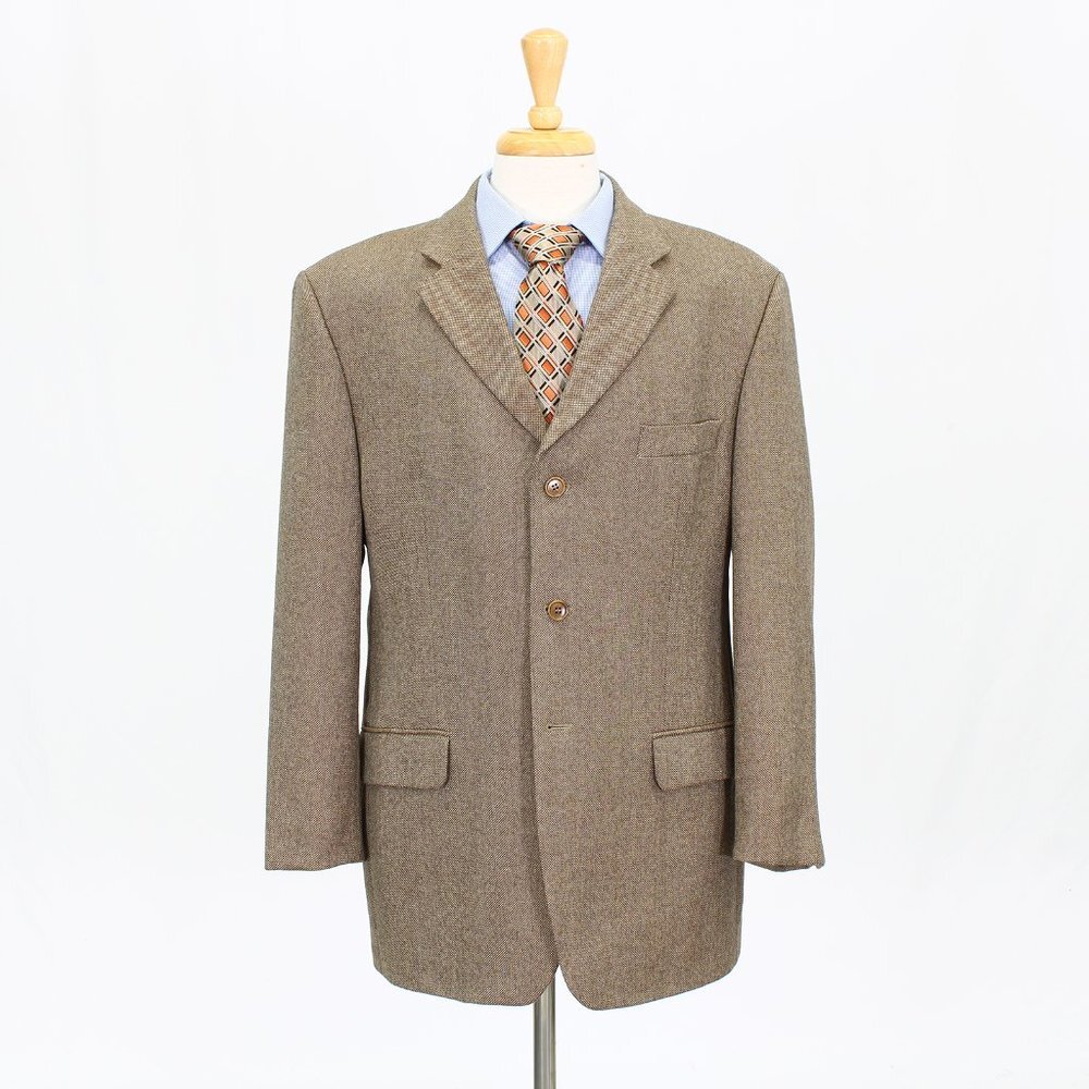 Mark & Spencer 44R Brown Solid 3-Button Sport Coat Blazer Jacket V337